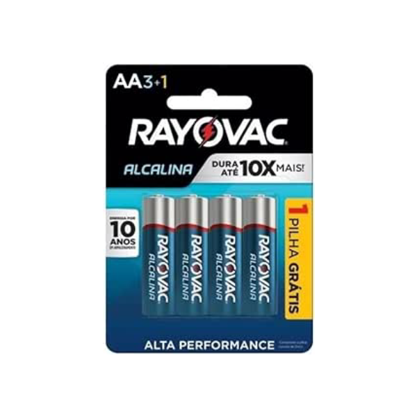 Pilha, Rayovac, Alcalina 208013, Azul, Aa, Pequena, Pacote de 4