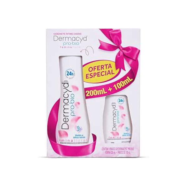 Dermacyd Sabonete Líquido Íntimo Femina 24H Kit De 2 Unidades 200 Ml + 100 Ml