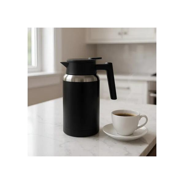 Garrafa Térmica Inox Conserva Quente E Gelado Com Vedação 1.2 Litros Café E Chá Moderna Com Design Elegante Luxo Preta