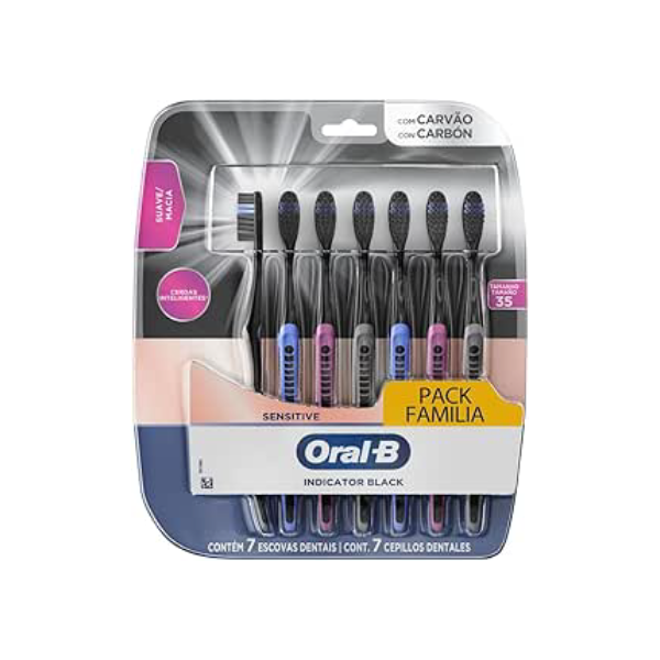 Oral-B Escova de Dente Indicador Black Charcoal 7 Unidades