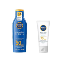 NIVEA SUN Protetor Solar Protect & Hidrata FPS 50 200ml + NIVEA SUN Protetor Solar Facial Toque Seco Antissinais FPS 70 40ml
