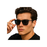 Óculos De Sol Quadrado Preto Fosco Unissex Proteção Uv400