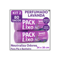 Sacos de Lixo Perfumados Lavanda | Kit 2 com 80 Sacos | Para Pia e Banheiro | 34x38cm | Neutraliza Odores