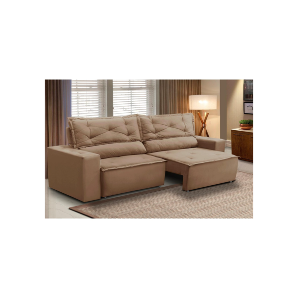 Sofá Retrátil e Reclinável 3 lugares com Molas 1,80m Livia Suede Adonai Estofados