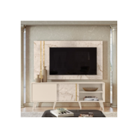 Rack com Painel para TV até 65 Polegadas 2 Portas Cronos  Calacata/Offwhite