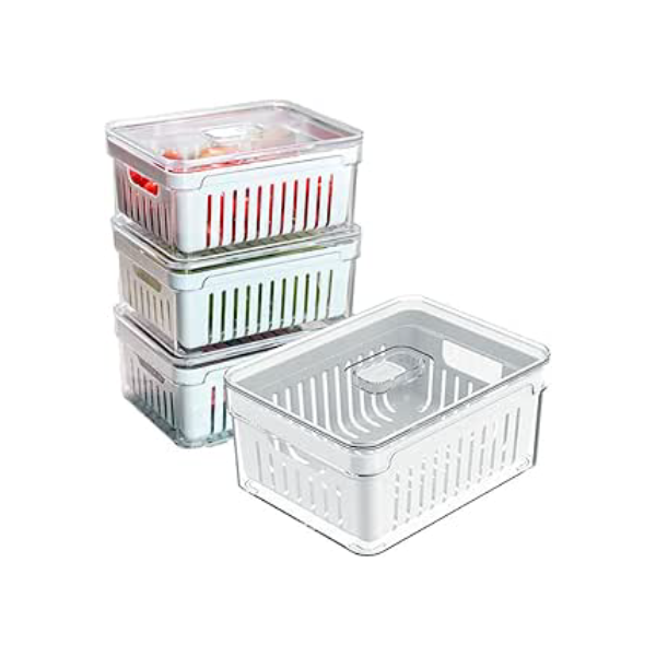 Kit 4 Organizadores Geladeira Armário Cozinha 2,2 Litros Alimentos Vegetais