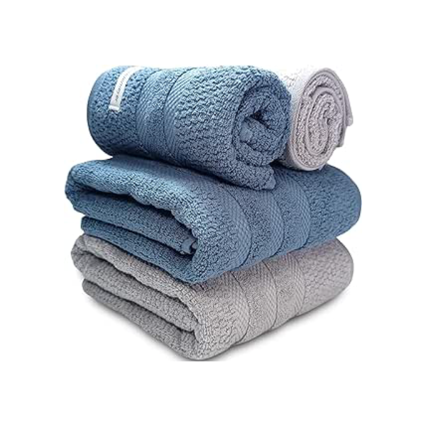 Jogo De Banho Buddemeyer Vanilla Extra Soft 100% Algodão Toalha Alta Absorção Macia Grande 4 Peças - Banho e Rosto - Presente (Azul Cinza 3138/1136)