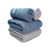 Jogo De Banho Buddemeyer Vanilla Extra Soft 100% Algodão Toalha Alta Absorção Macia Grande 4 Peças - Banho e Rosto - Presente (Azul Cinza 3138/1136)
