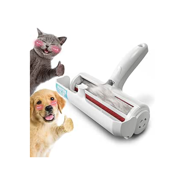 DELOMO Removedor de pelos de animais de estima??o – Rolo de fiapos para pelos de animais – Removedor de pelos de gato e cachorro para sofá, móveis, tapete, assento de carro, rolo reutilizável de pelos de animais com base autolimpante – Ferramenta atualizada para remo??o de pelos de animais