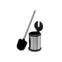 Escova e suporte para vaso sanitário Bath Bliss, tampa com fechamento automático, aço inoxidável