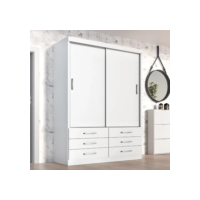 Guarda Roupa Solteiro Capri 2 Portas Correr 6 Gav Cor Branco