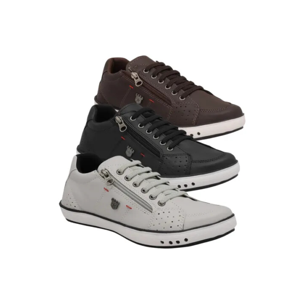 Combo 3 Pares Sapatênis , Leve De  Zíper Super Conforto