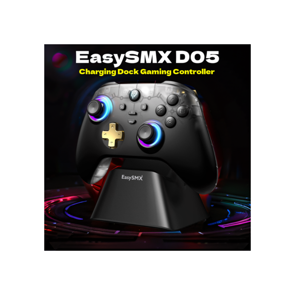 EasySMX D05 Controle de jogo Gamepad Controlador Sem Fio Para PC/Switch/TV/Celular com Carregamento Doca RGB Salão Efeito Joysticks Gatilhos