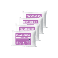Kit 4 UNIDADES Travesseiros 50x70 Lavável Fibra Siliconada antialérgico