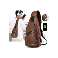 Pochete Couro Masculina Feminina Casual Bolsa De Peito