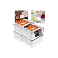 Kit 4 Organizadores Geladeira Armário Casa Cozinha Cesto Conservar Alimentos Verduras Frutas Plástico Acrílico 2.2l Clear Fresh Transparente Âncora Shopp