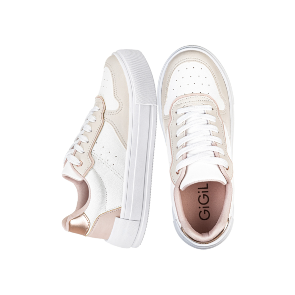 Tenis Casual Branco Feminino Retrocore Com Recortes Retrô Neutro Confortável Lançamento Original Moda Gigil