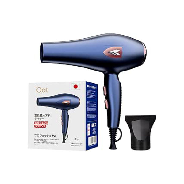 Gat Secador de Cabelo Profissional 1800W – Potente Motor Turbo, Rápida Secagem, Controle de Temperatura, Compacto e Portátil Ideal para Viagem e Uso Doméstico (Azul, 127V)