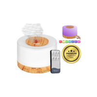 Difusor De Aromas, Umidificador De Ar Ultra-Sônico 500Ml, Difusor De Óleo Essencial, Abajur Led, Lâmpada Colorida Com Controle Remoto (Madeira Clara)