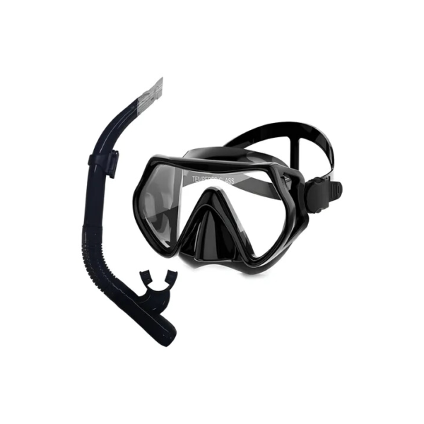 Kit De Mergulho Profissional Máscara E Snorkel Uv Preto