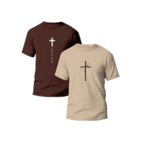 Kit 2 camisas Jesus Fé 100% algodão 30.1