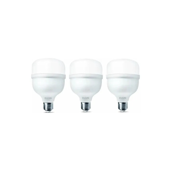 Kit 3 Lâmpadas Led Alta Potência Super Bulbo 40w Branco Frio Luz Branco-frio