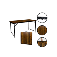 Mesa Dobrável Portátil Vira Maleta Com Altura Ajustável e Alça para Camping Praia 120x60cm Madeira