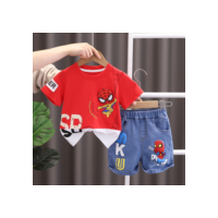 Kids Baby Boys Summer Clothes Sets Infant Cartoon Spiderman CottonT-shirt + Calção De Ganga 2Pcs Roupa De Criança