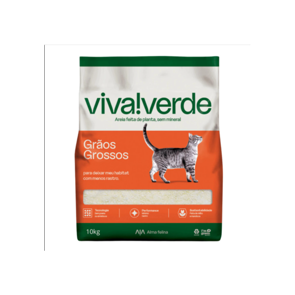 AREIA HIGIENICA VIVA VERDE GRÃOS GROSSOS 10KG