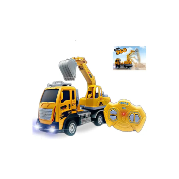 Escavadeira De Controle Remoto Brinquedo Menino Amarelo
