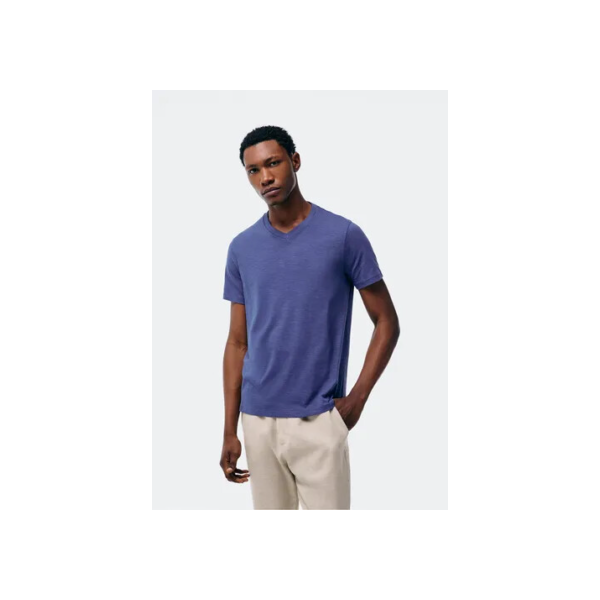 Camiseta Básica Masculina Slim Gola V Em Malha Flamê Hering
