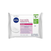 NIVEA Lenço de Limpeza Demaquilante Facial Ação Hidratante 3 em 1 25 unidades - Remove a maquiagem à prova d'água, hidrata a pele, limpa profundamente sem precisar lavar o rosto