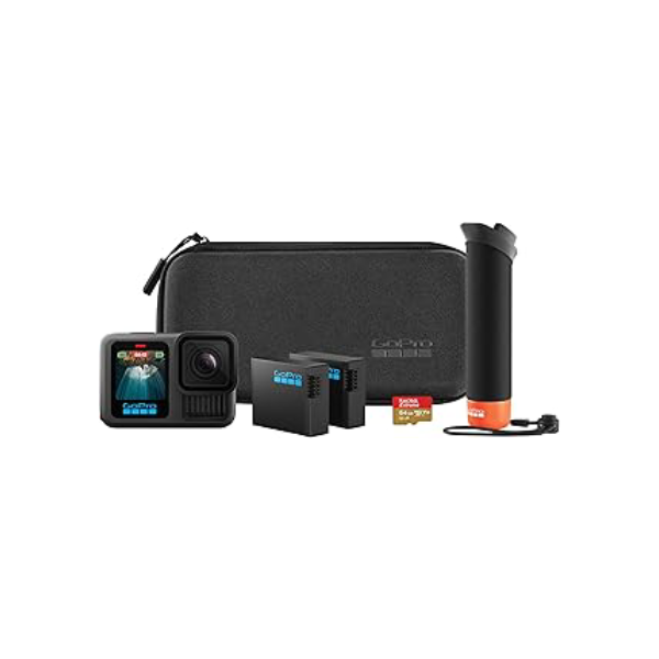 GoPro HERO13 Black Bundle - Kit com Câmera de Ação à Prova d'água 10m, 5.3K60, HLG HDR, 27MP, HyperSmooth 6.0, GPS, Wi-Fi 6 e Acessórios Extras The Handler, Bateria Enduro, Cartão de 64GB e um Estojo