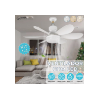 Ventilador de Teto PRO 60W ou 40W Super LED Lâmpada E27 Controle Remoto Luminária Economica de Energia 6 lâminas Bivolt