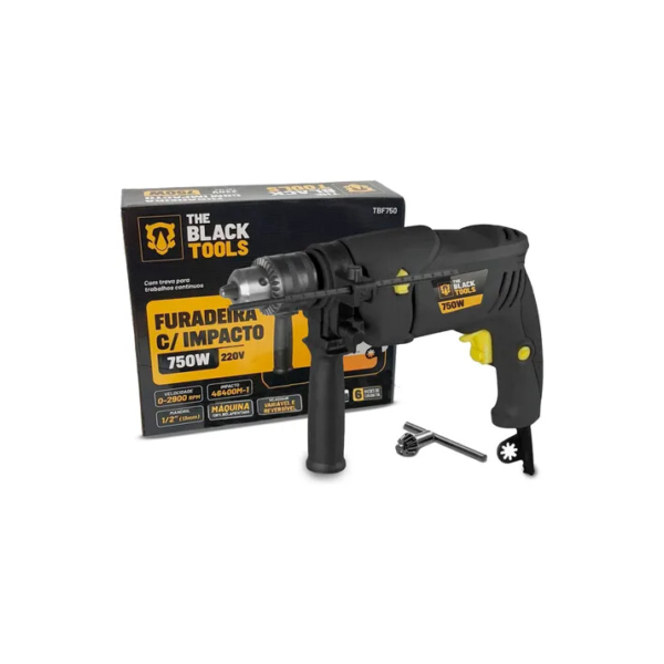 Furadeira De Impacto Profissional 1/2 Pol 13mm 750w Tbf750 The Black Tools