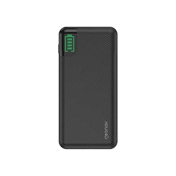 Geonav Power Bank, Carregador Portátil Universal 20.000mAh, 2 saídas USB QC 3.0 para carregamento rápido + 1 saída USB-C (PD) até 18W, até 7 recargas, PB20KBK, Preto