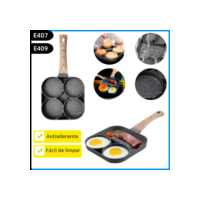 Frigideira Multifuncional Antiaderente 4 em 1 Ovos Hambúrguer Omelete Com Alça De Madeira