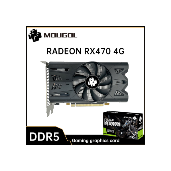 Placa gráfica MOUGOL-AMD Radeon RX470 4G, Memória GDDR5, 256Bit, PCIE3.0 x 16, DP, Interface DVI, Placa de vídeo gamer para computadores desktop