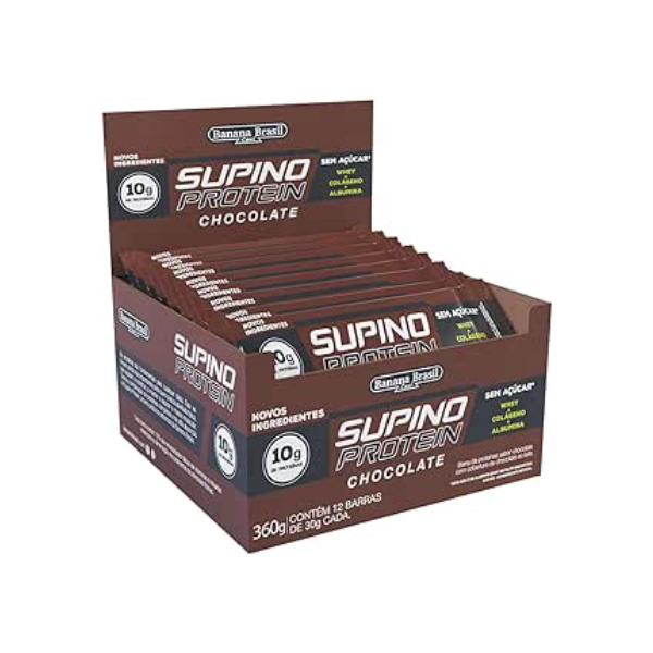 Banana Brasil Display Barra De Proteína Supino Protein Chocolate - 12 Unidades De 30G
