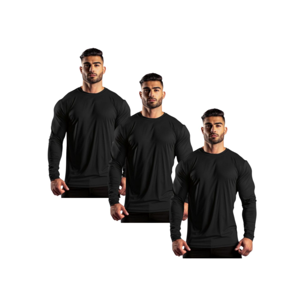 Kit 3 Camisetas Segunda Pele Manga Longa Tecnologia Dry Anti Odor Anti Suor Termica Corrida Bike EPI Blusa Camisa