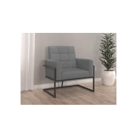 Poltrona com Base de ferro Corino reforçada confortável para Clinica Recepção Sala de estar Escritório (Cinza)