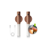 Luminaria Led Recarregável Sensor de Movimento Arandela de Madeira Parede Minimalista Mesa Magnética
