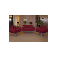 Kit 2 Poltronas + Namoradeira Opala Luxo para Sala Balaqui Decor