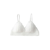 Sutiã feminino de renda triangular, sem fio, leve, macio, uso diário, Branco, P