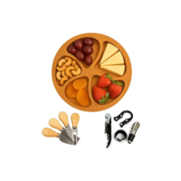 Kit Vinho 4 Peças + 4 Facas P Queijo + Petisqueira  Presente