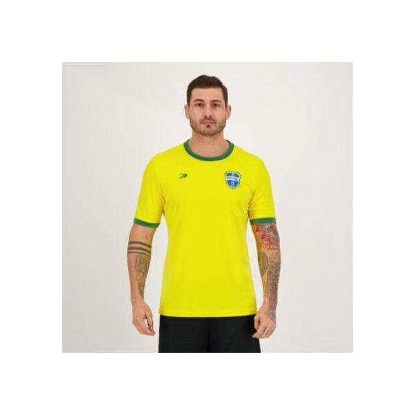 Camisa Placar Brasil Brasão Amarela - Amarelo