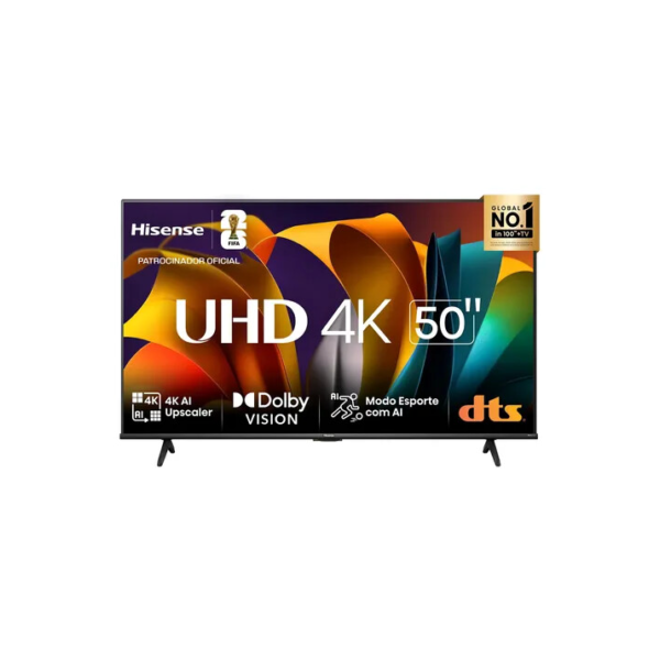 Hisense Smart TV UHD 4K DLED 50" Polegadas 50A6N com HDR10+ Dolby Vision Game Mode Controle por Voz Alexa Built-In AirPlay
