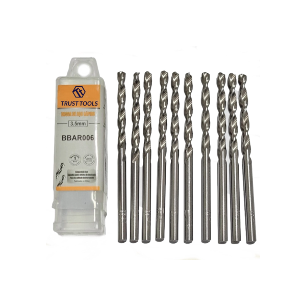 Kit 10 Broca Aço Rápido HSS 3,5mm*70mm - Trust Tools