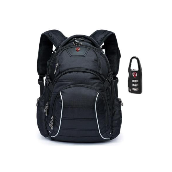 Mochila Swissport  Masculina Notebook Laptop Executiva Reforçada Senha C/ Cadeado 33L Preta - Preto