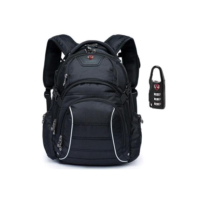 Mochila Swissport  Masculina Notebook Laptop Executiva Reforçada Senha C/ Cadeado 33L Preta - Preto
